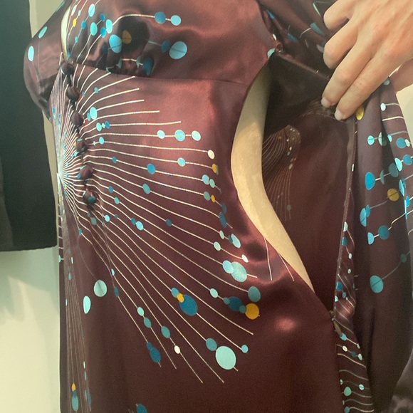 Trina Turk Dress Women’s Size 6 Brown Viscose Geometric Print Mini Long Sleeve - Picture 4 of 10